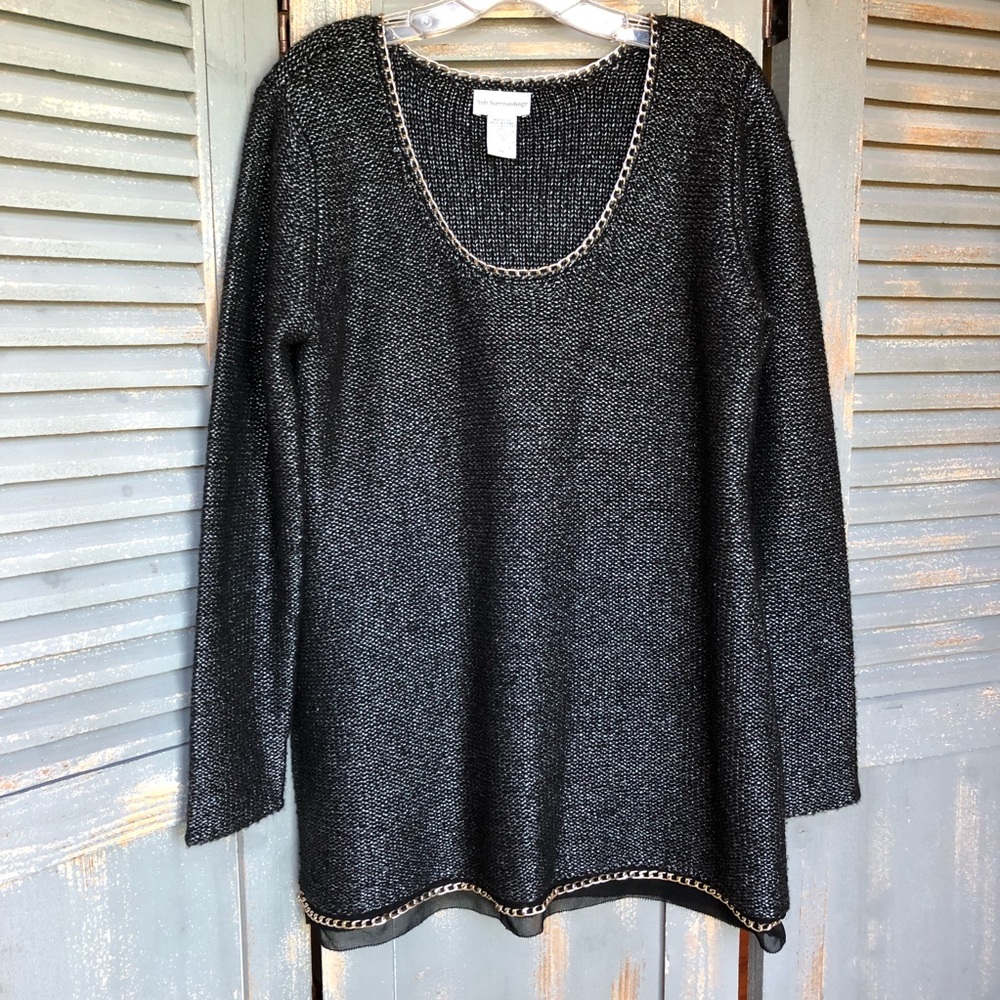 Soft Surroundings Metallic Knit Chain Trim Sweater